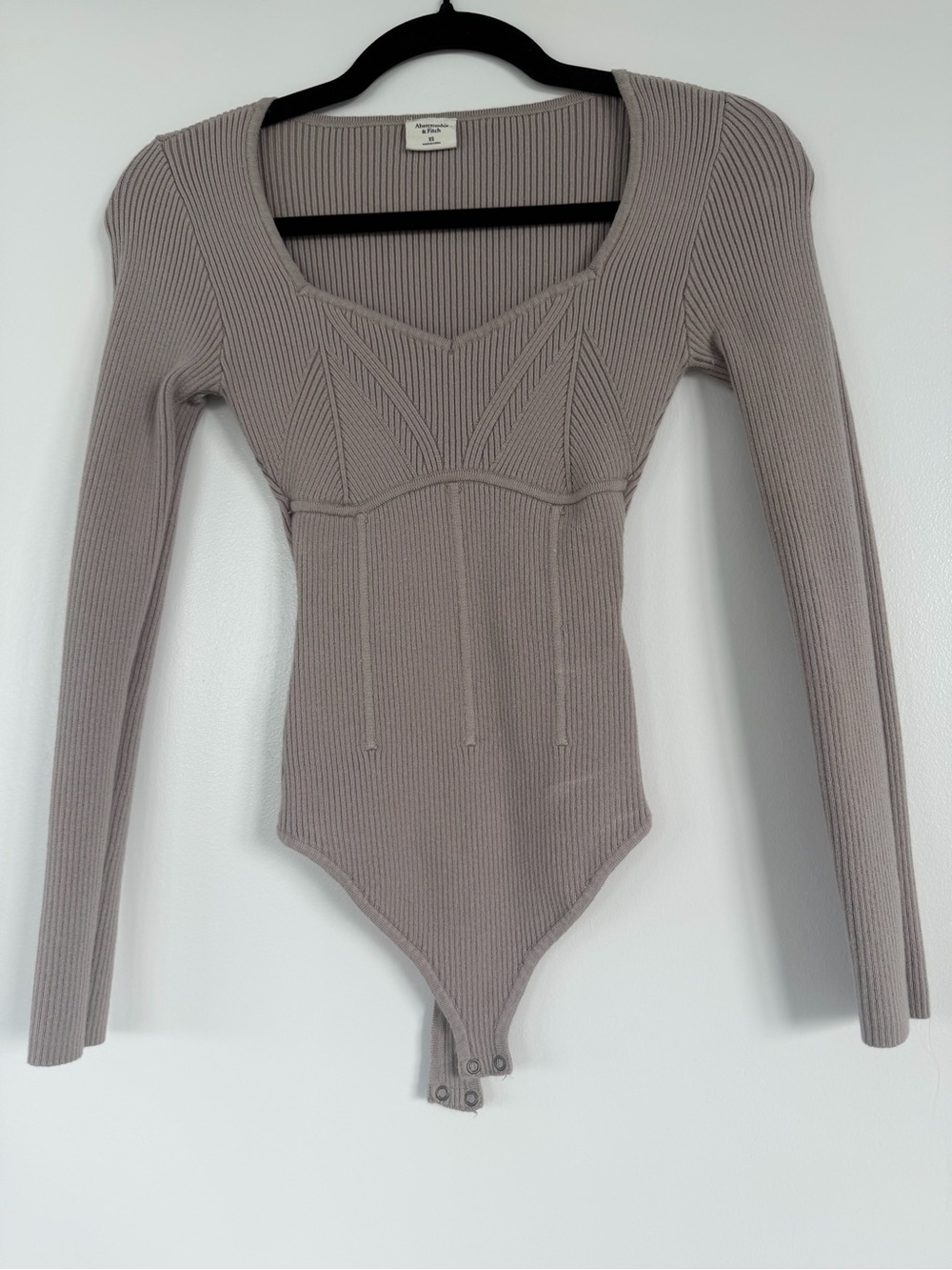 Abercrombie & Fitch Ribbed Sweater Bodysuit in Taupe - Size XS